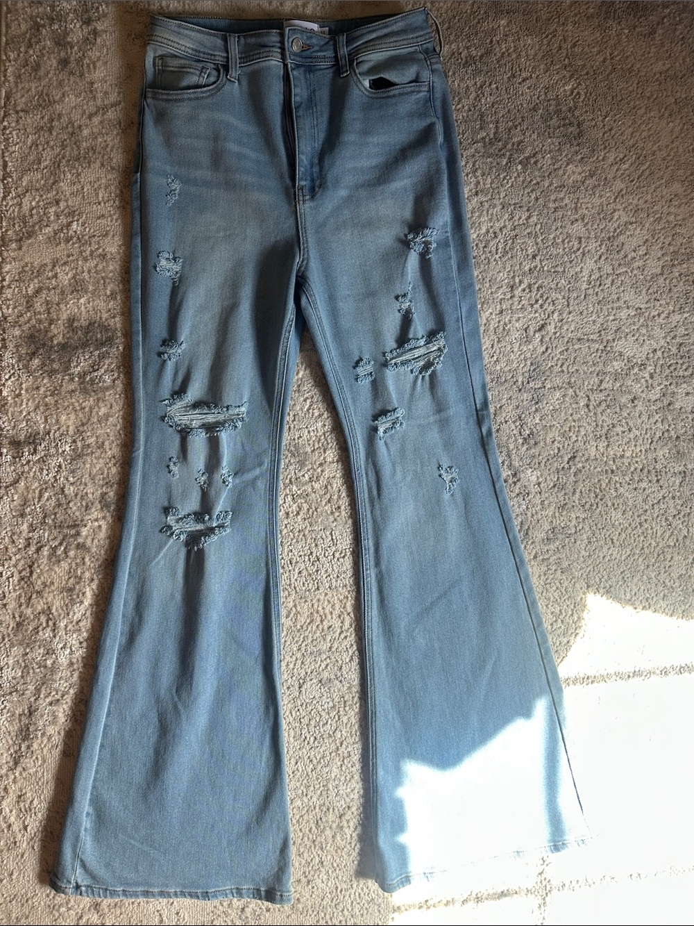 Cello Light Blue Distressed Flare Jeans